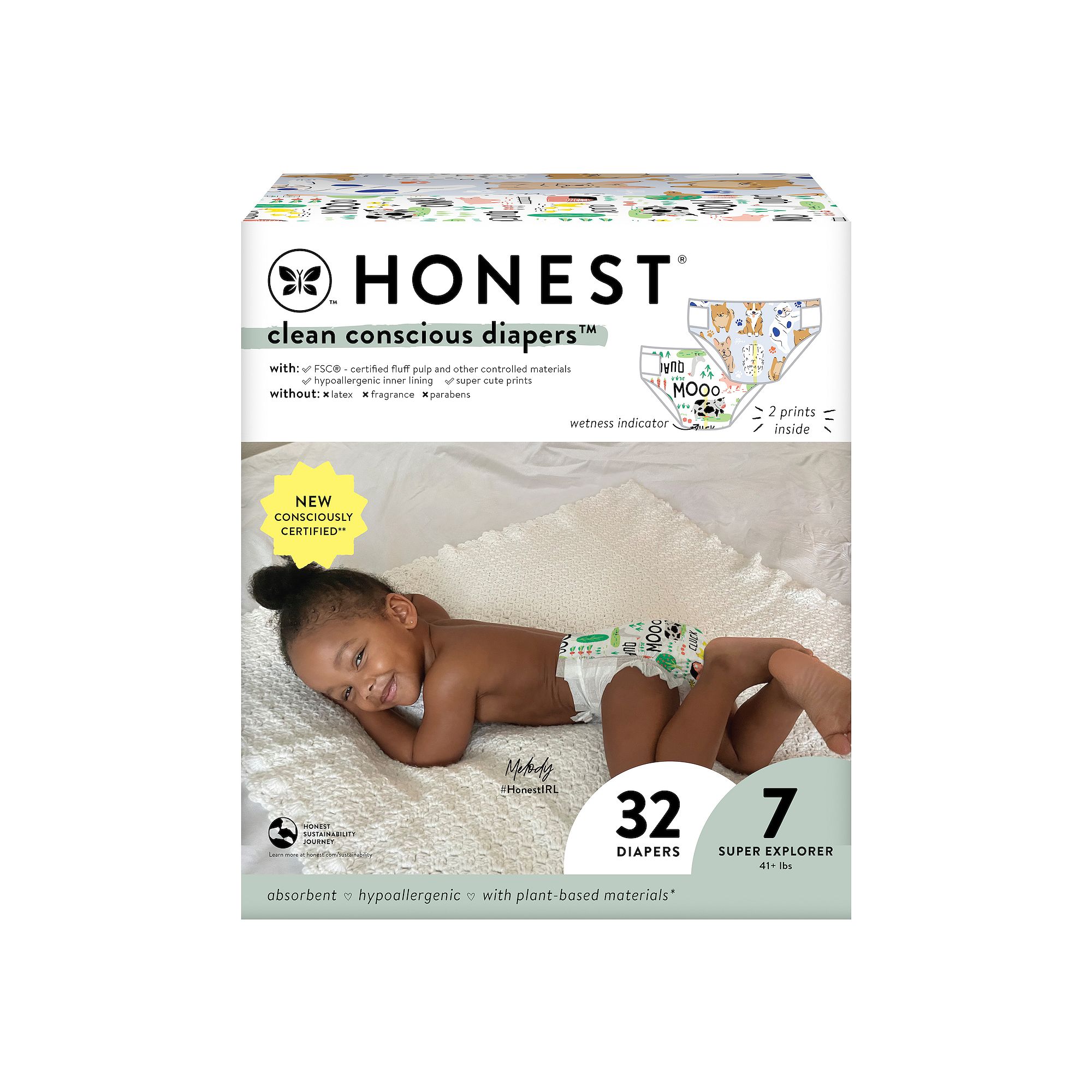 The Honest Company Club Box Barnyard Babies and Its a Pawty Diapers, Size 