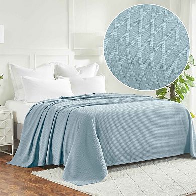 SUPERIOR Cotton All-Season Diamond Throw Blanket