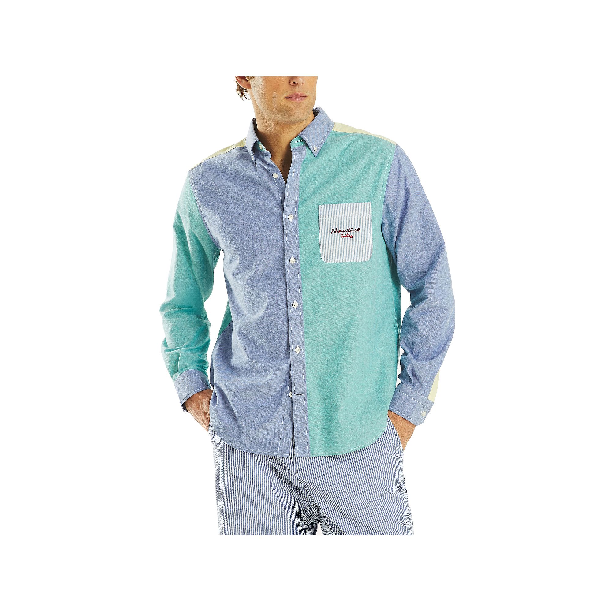 Mens Nautica Mixed Oxford Shirt, Size: Small, Colorblock