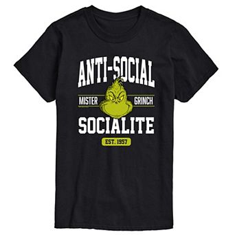 Big & Tall Dr. Seuss Grinch Anti Social Socialite Graphic Tee