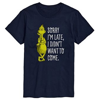 Big & Tall Dr. Seuss Grinch Sorry I'm Late Graphic Tee