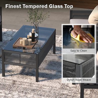 Merax 4-piece Rope Patio Furniture Set, Patio Conversation Set
