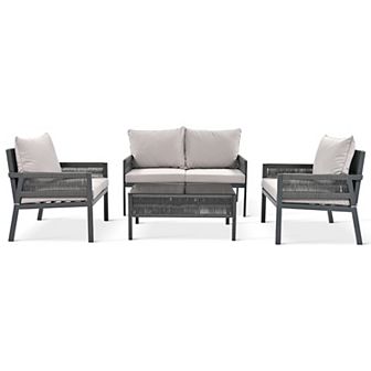 Merax 4 pc Rope Patio Furniture Set, Patio Conversation Set