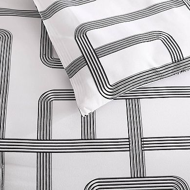 City Scene Mainline White Twin Duvet Cover and Sham Set