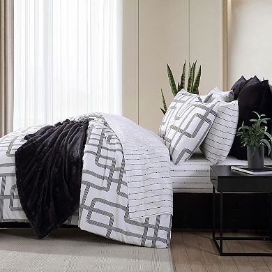 City Scene Mainline White Twin Duvet Cover and Sham Set