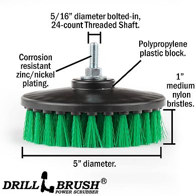 Construction Tools - Medium Scrub Brush - Threaded - 5/16 X 24 - Kitchen Cleaning Brush