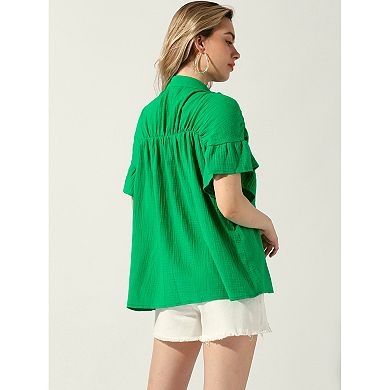 Sleeveless Textured Button-Front Blouse
