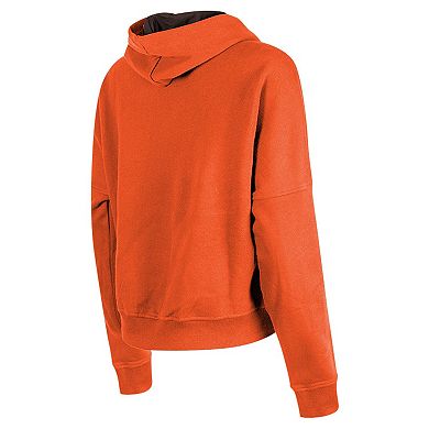Women's New Era Orange Cleveland Browns Throwback Boxy Pullover Hoodie
