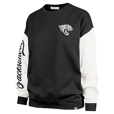 Women's '47 Black Jacksonville Jaguars Double Header Rise Andie Pullover Sweatshirt
