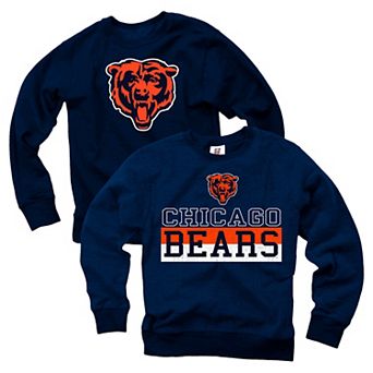 Youth Wes & Willy Navy Chicago Bears Reversible Fleece Pullover Sweatshirt