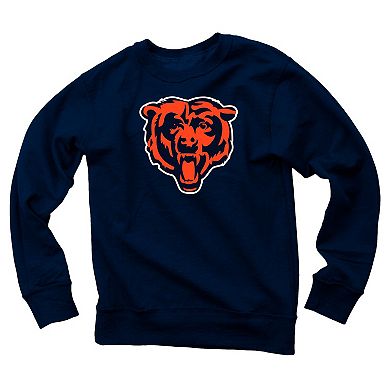 Youth Wes & Willy Navy Chicago Bears Reversible Fleece Pullover Sweatshirt