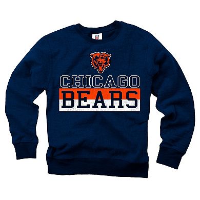 Youth Wes & Willy Navy Chicago Bears Reversible Fleece Pullover Sweatshirt