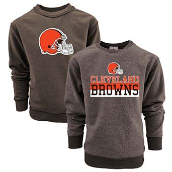 Youth Wes & Willy Brown Cleveland Browns Reversible Fleece Pullover Sweatshirt