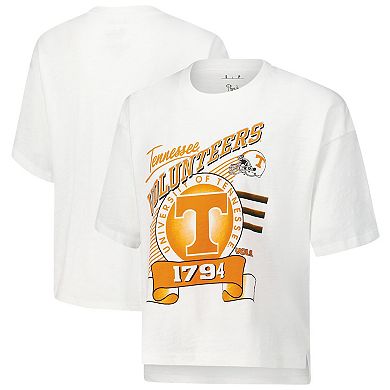 Women's Pressbox White Tennessee Volunteers Rock & Roll Slub T-Shirt
