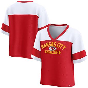 Women's Fanatics Red/White Kansas City Chiefs Homeschool Jersey Poly V-NeckFashion Top