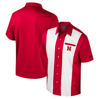 Men's Colosseum Scarlet Nebraska Huskers Strike Bowling Button-Up Shirt