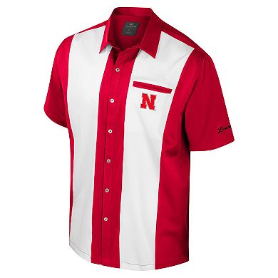 Men's Colosseum Scarlet Nebraska Huskers Strike Bowling Button-Up Shirt