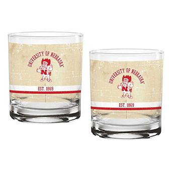 Nebraska Huskers Two-Pack 14oz. Tan Vintage Glass Set