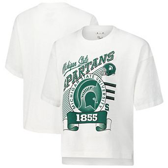Women's Pressbox White Michigan State Spartans Rock & Roll Slub��T-Shirt