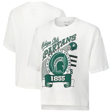 Women's Pressbox White Michigan State Spartans Rock & Roll Slub T-Shirt