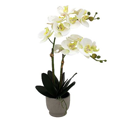 Artificial White Orchid in Ceramic Planter Table Decor