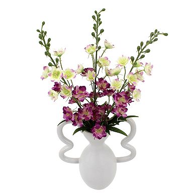 Artificial Delphinium in Modern White Vase Table Decor