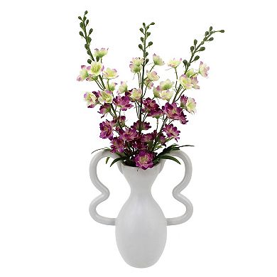 Artificial Delphinium in Modern White Vase Table Decor