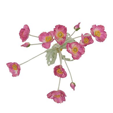 Artificial Pink Poppy Arrangement in Bubble Vase Floor Décor