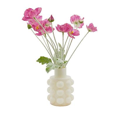 Artificial Pink Poppy Arrangement in Bubble Vase Floor Décor