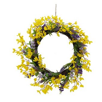 Forsythia & Daisy Artificial Wreath