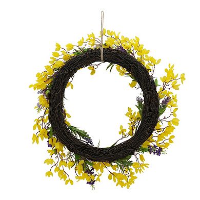 Forsythia & Daisy Artificial Wreath