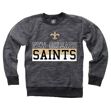 Youth Wes & Willy Black New Orleans Saints Reversible Fleece Pullover Sweatshirt