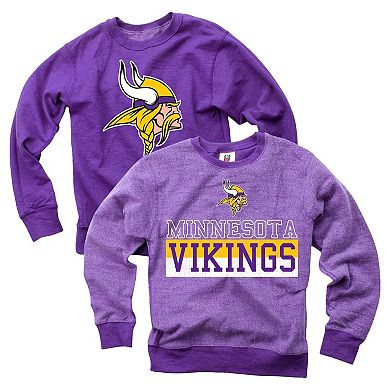 Youth Wes & Willy Purple Minnesota Vikings Reversible Fleece Pullover Sweatshirt