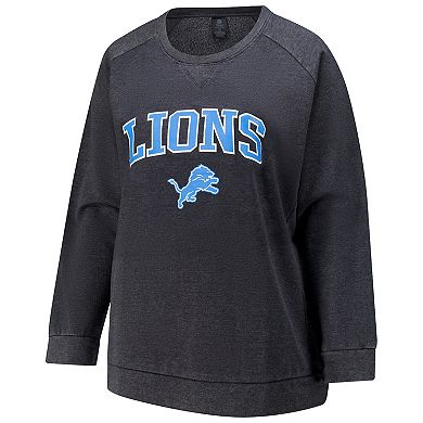 Women's Fanatics Charcoal Detroit Lions Acid Wash Raglan Pullover Sweatshirt