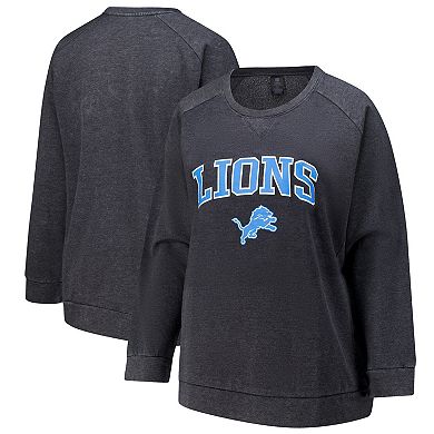 Women's Fanatics Charcoal Detroit Lions Acid Wash Raglan Pullover Sweatshirt