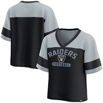 Women's Fanatics Black/Silver Las Vegas Raiders Homeschool Jersey Poly V-NeckFashion Top