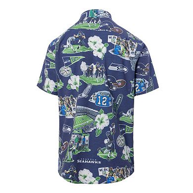 Men's Reyn Spooner College Navy Seattle Seahawks Scenic Button-Down Shirt