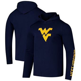 Men's Colosseum Navy West Virginia Mountaineers Logo Lockup Active Blend Long Sleeve T-Shirt Hoodie