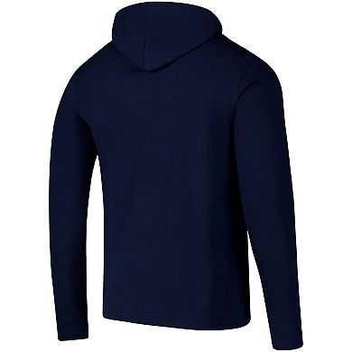 Men's Colosseum Navy West Virginia Mountaineers Logo Lockup Active Blend Long Sleeve T-Shirt Hoodie