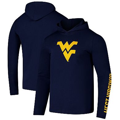 Men's Colosseum Navy West Virginia Mountaineers Logo Lockup Active Blend Long Sleeve T-Shirt Hoodie