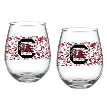 South Carolina Gamecocks Two-Pack 15oz. Floral Stemless Glass Set