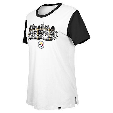 Women's New Era White/Black Pittsburgh Steelers 3rd Down T-Shirt