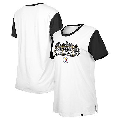 Women's New Era White/Black Pittsburgh Steelers 3rd Down T-Shirt