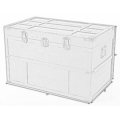 Antique Style Dark Wooden Storage Trunk with Lockable Latch