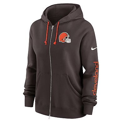 Women's Nike Brown Cleveland Browns Phoenix Hoodie Full-Zip Sweatshirt