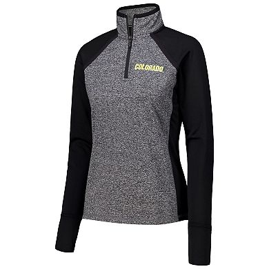 Women's Black/Heather Gray Colorado Buffaloes Finalist Raglan Quarter-Zip Jacket