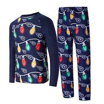 Men's Concepts Sport Navy Tennessee Titans Garland Knit Raglan Long Sleeve T-Shirt and Pants Set