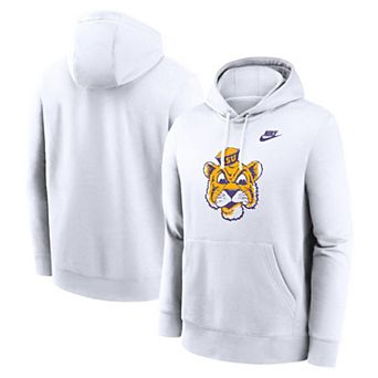 Men's Nike White LSU Tigers Legacy Logo Club Fleece Pullover Hoodie