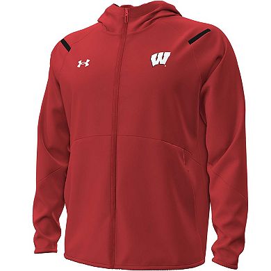 Men's Under Armour Red Wisconsin Badgers Unstoppable Performance Fleece Hoodie Half-Zip Jacket