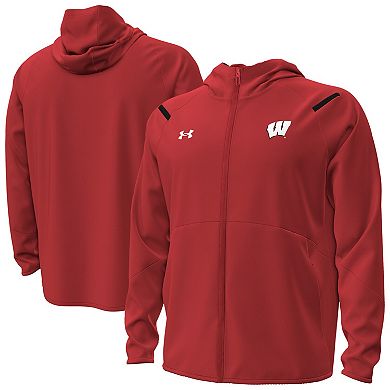 Men's Under Armour Red Wisconsin Badgers Unstoppable Performance Fleece Hoodie Half-Zip Jacket